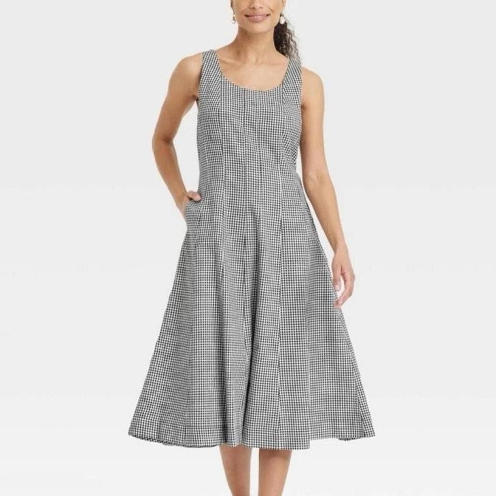 A New Day Women's Corset Midi A-Line Dress  Summer Dress with Pockets